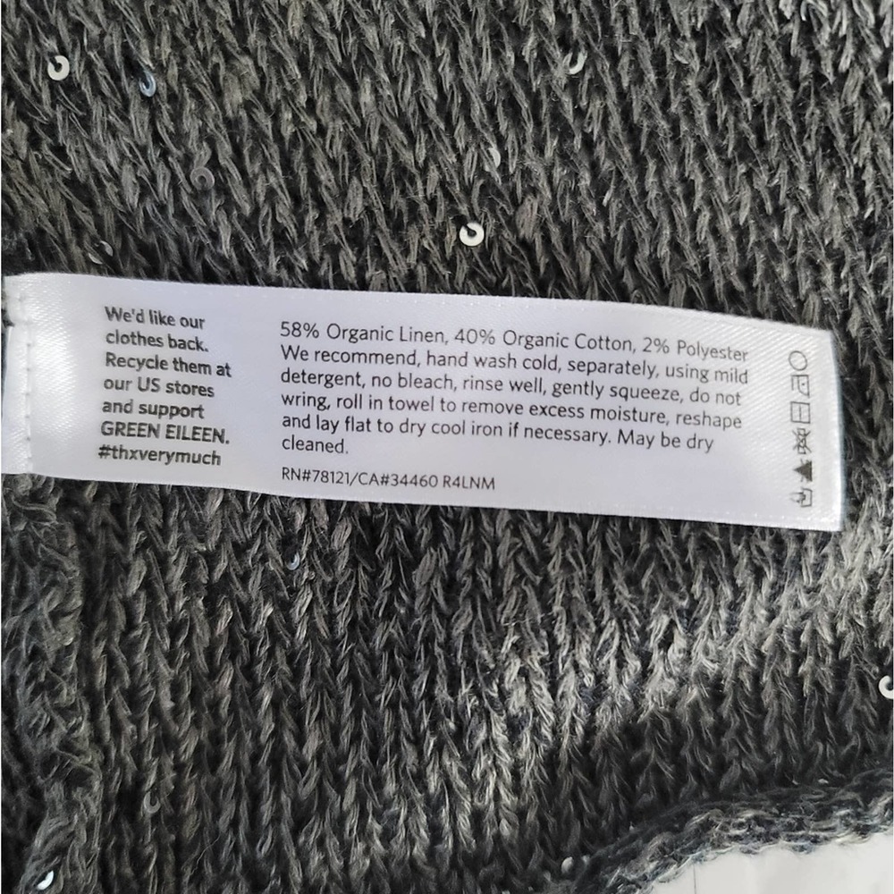 Eileen Fisher Charcoal Sequin Open Front Cardigan - image 7